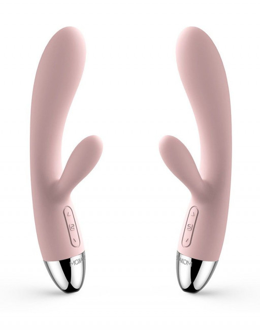 Нежно-розовый вибратор Alice с клиторальным стимулятором - 17 см. Нежно-розовый вибратор Alice с клиторальным стимулятором - 17 см.