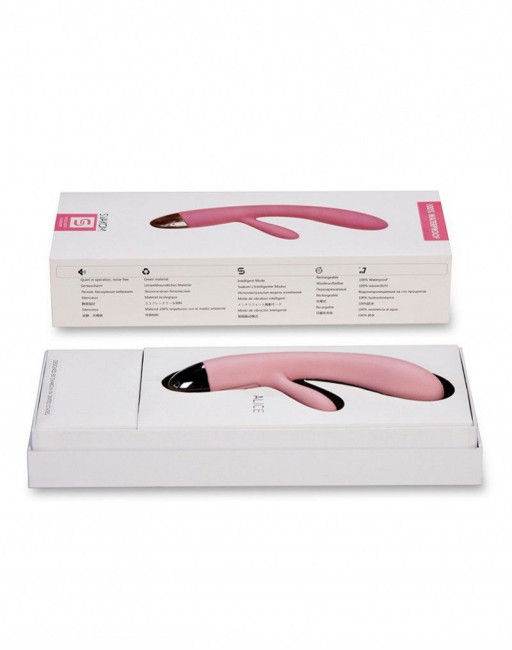 Нежно-розовый вибратор Alice с клиторальным стимулятором - 17 см. Нежно-розовый вибратор Alice с клиторальным стимулятором - 17 см.