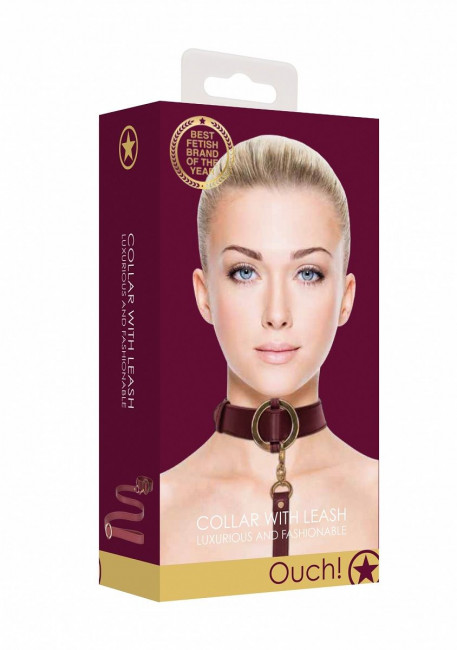 Бордовый ошейник с поводком Collar With Leash Бордовый ошейник с поводком Collar With Leash