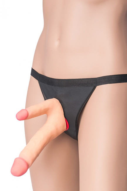 Поясной страпон с насадкой для двойного проникновения - 16 см. Поясной страпон с насадкой для двойного проникновения - 16 см.