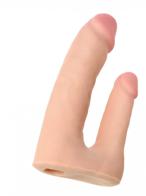 Поясной страпон с насадкой для двойного проникновения - 16 см. Поясной страпон с насадкой для двойного проникновения - 16 см.