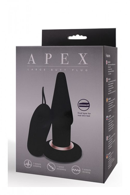 Чёрная анальная вибровтулка APEX BUTT PLUG LARGE BLACK - 15 см. Чёрная анальная вибровтулка APEX BUTT PLUG LARGE BLACK - 15 см.