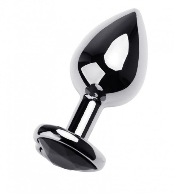 Серебристая анальная втулка с чёрным стразом-сердцем - 9,5 см. Серебристая анальная втулка с чёрным стразом-сердцем - 9,5 см.