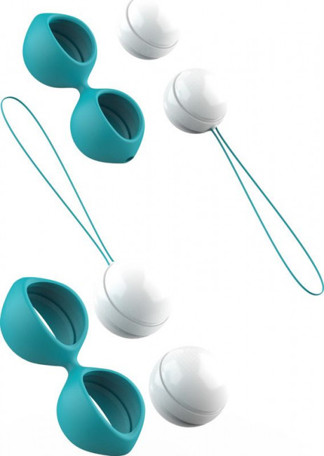 Бело-голубые вагинальные шарики Bfit Classic Бело-голубые вагинальные шарики Bfit Classic