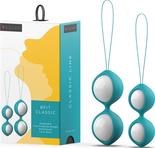 Бело-голубые вагинальные шарики Bfit Classic Бело-голубые вагинальные шарики Bfit Classic
