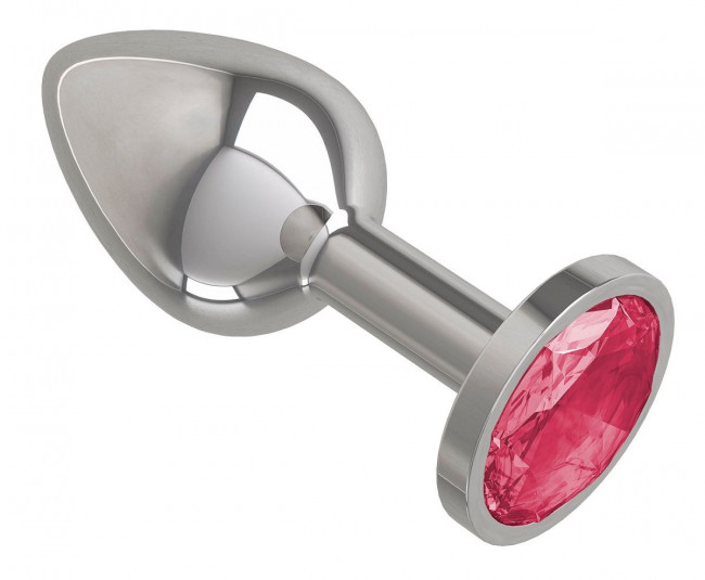 Серебристая анальная втулка с малиновым кристаллом - 7 см. Серебристая анальная втулка с малиновым кристаллом - 7 см.