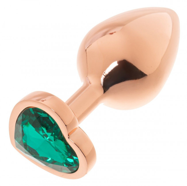 Золотистая анальная пробка OYO сизумрудным кристаллом-сердцем - 7,3 см. Золотистая анальная пробка OYO сизумрудным кристаллом-сердцем - 7,3 см.