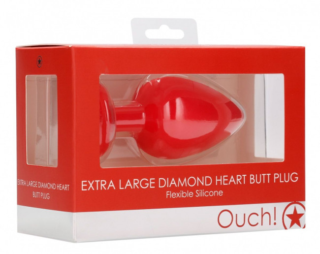 Красная анальная пробка с прозрачным стразом Extra Large Diamond Heart Butt Plug - 9,5 см. Красная анальная пробка с прозрачным стразом Extra Large Diamond Heart Butt Plug - 9,5 см.