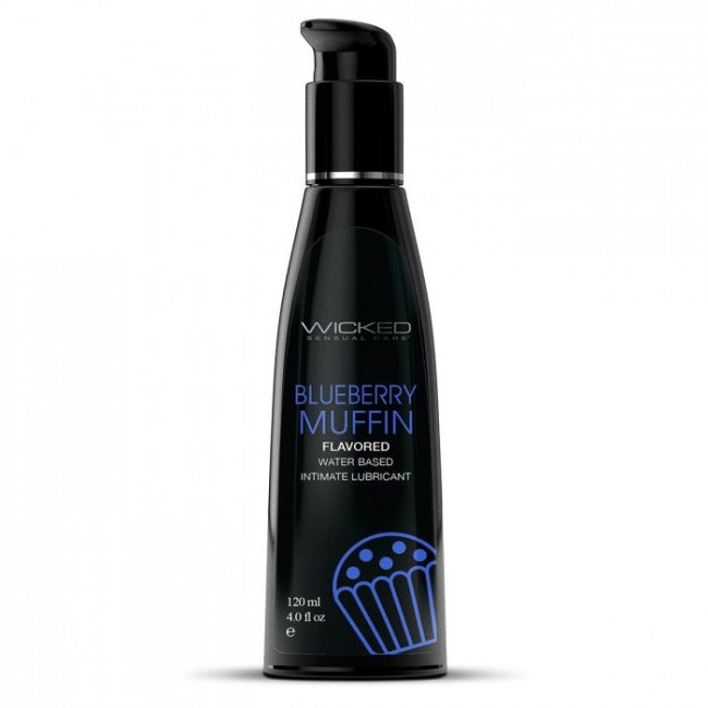 Лубрикант на водной основе с ароматом черничного маффина AQUA Blueberry Muffin - 120 мл.