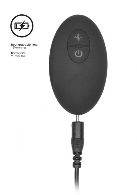 Черный гладкий вибромассажер с электростимуляцией и пультом ДУ E-Stim G/P-Spot Vibrator - 19,5 см.