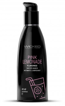 Лубрикант с ароматом розового лимонада WICKED AQUA Pink Lemonade - 60 мл.