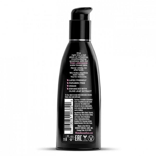 Лубрикант с ароматом розового лимонада WICKED AQUA Pink Lemonade - 60 мл.