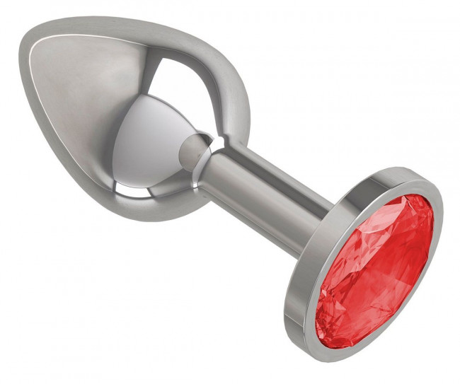 Серебристая анальная втулка с красным кристаллом - 7 см. Серебристая анальная втулка с красным кристаллом - 7 см.