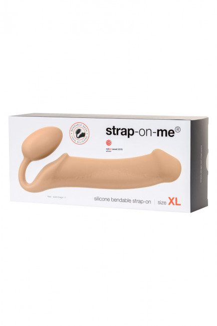 Телесный безремневой страпон Silicone Bendable Strap-On XL Телесный безремневой страпон Silicone Bendable Strap-On XL