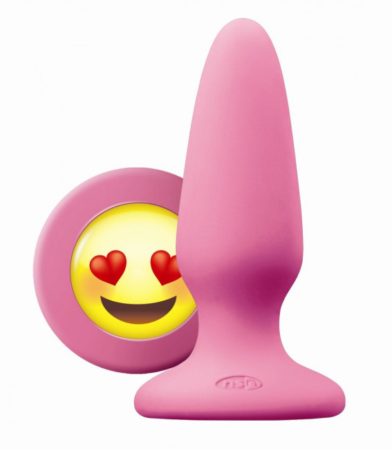 Розовая силиконовая пробка среднего размера Emoji ILY - 10,2 см. 
