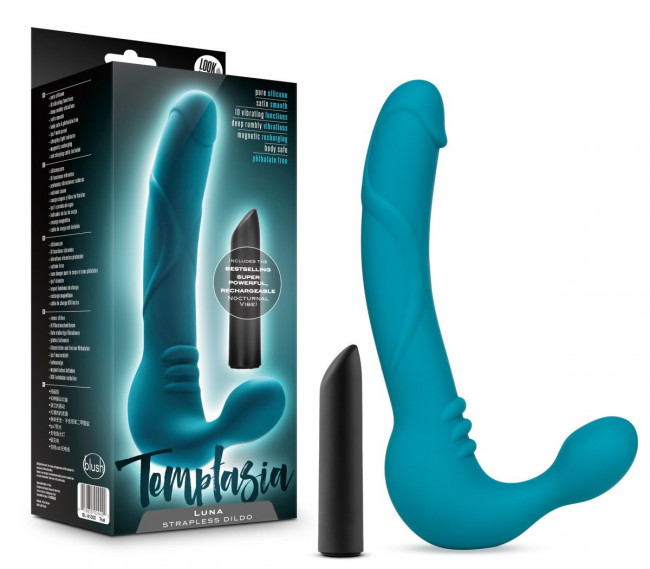 Бирюзовый безремневой страпон Luna Strapless Silicone Dildo - 22,86 см. Бирюзовый безремневой страпон Luna Strapless Silicone Dildo - 22,86 см.