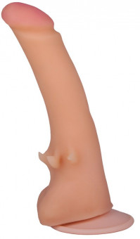Телесный фаллоимитатор на присоске со стимулирующими усиками - 19 см.