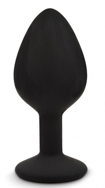 Черная силиконовая анальная пробка с прозрачным кристаллом - 8 см. Черная силиконовая анальная пробка с прозрачным кристаллом - 8 см.