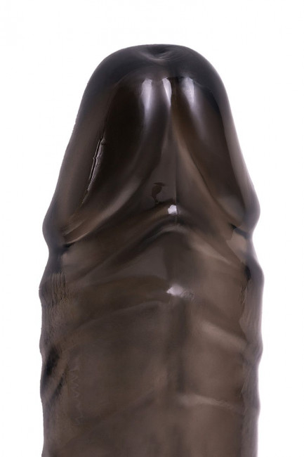 Дымчатая фаллическая насадка с подхватом и закрытой головкой - 16,2 см. Дымчатая фаллическая насадка с подхватом и закрытой головкой - 16,2 см.