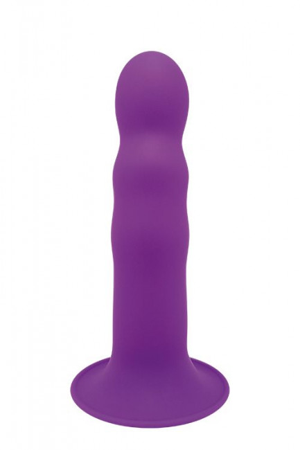 Фиолетовый фаллоимитатор-реалистик PREMIUM RIBBED DILDO - 18 см.