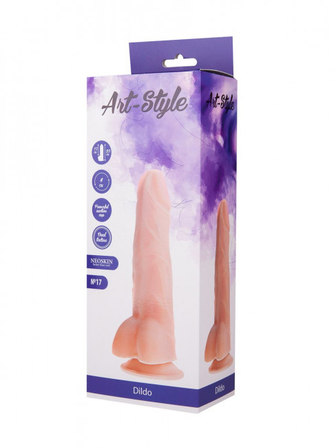 Фаллоимитатор на присоске ART-Style №17 с выраженным рельефом - 19 см.