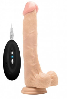 Телесный вибратор-реалистик Vibrating Realistic Cock 10" With Scrotum - 27 см.