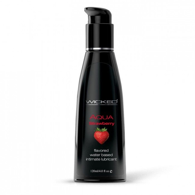 Лубрикант с ароматом клубники WICKED AQUA Strawberry - 120 мл.
