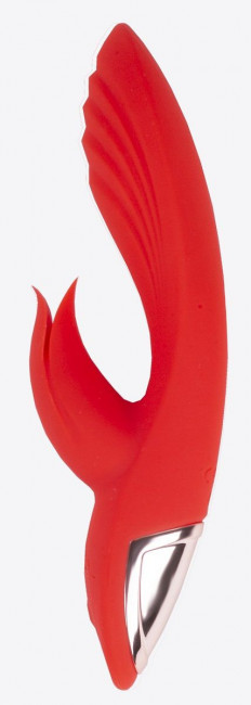 Красный вибромассажёр-кролик Classic Kiss - 24 см. Красный вибромассажёр-кролик Classic Kiss - 24 см.