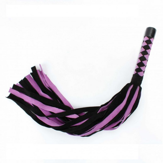 Черно-розовая плеть из замши - 58 см.