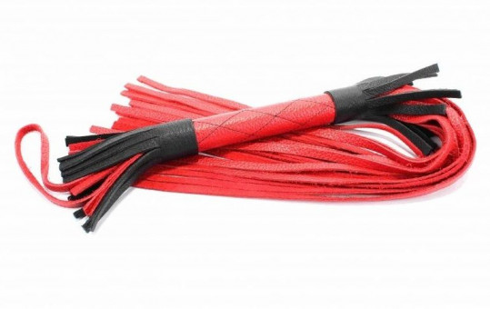 Красно-черная плетка из натуральной кожи - 51 см.