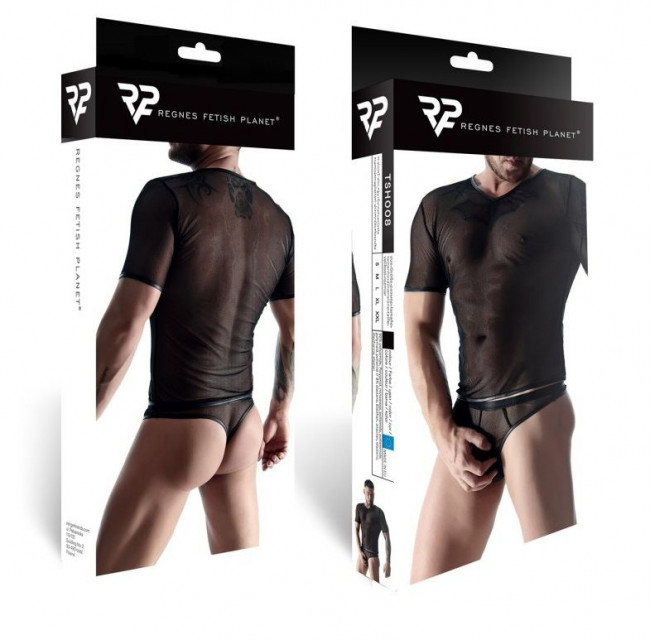 Мужская футболка из эластичной сетки с V-образной горловиной Мужская футболка из эластичной сетки с V-образной горловиной