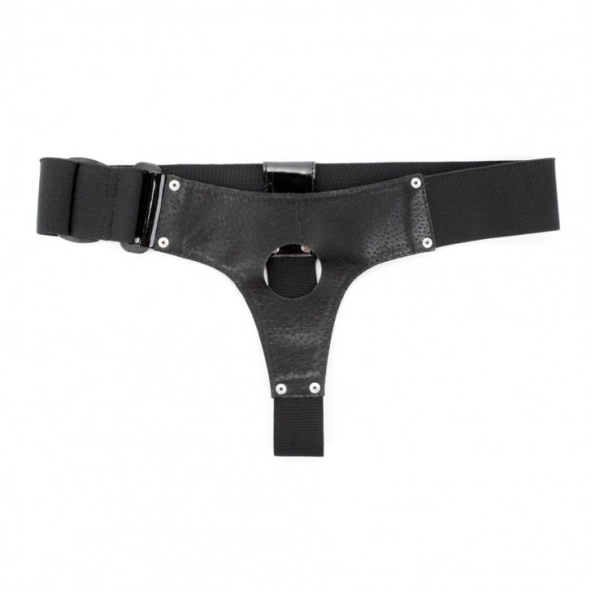 Чёрные лаковые трусики для страпона Чёрные лаковые трусики для страпона