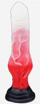 Бело-красный фаллоимитатор "Оборотень mini" - 20,5 см.