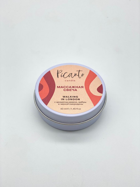 Массажная свеча Picanto Walking in London с ароматом ревеня, амбры и смородины Массажная свеча Picanto Walking in London с ароматом ревеня, амбры и смородины