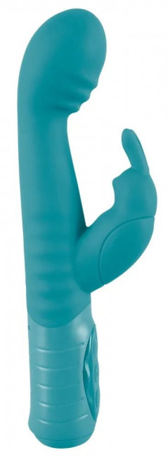 Бирюзовый вибратор-кролик Doppelkopf - 22 см. Бирюзовый вибратор-кролик Doppelkopf - 22 см.