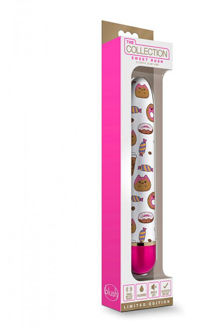 Яркий вибромассажёр с принтом Sweet Rush - 17,8 см.