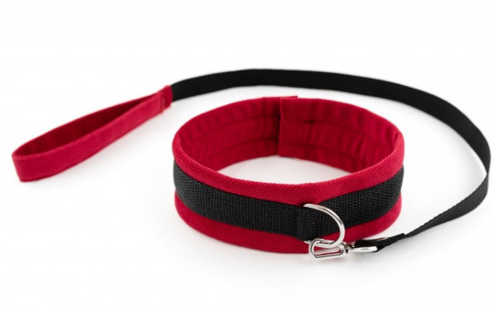 Красно-черный ошейник My Rules с поводком