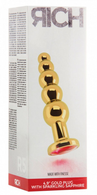 Золотистая анальная ёлочка с красным кристаллом - 14,5 см. Золотистая анальная ёлочка с красным кристаллом - 14,5 см.