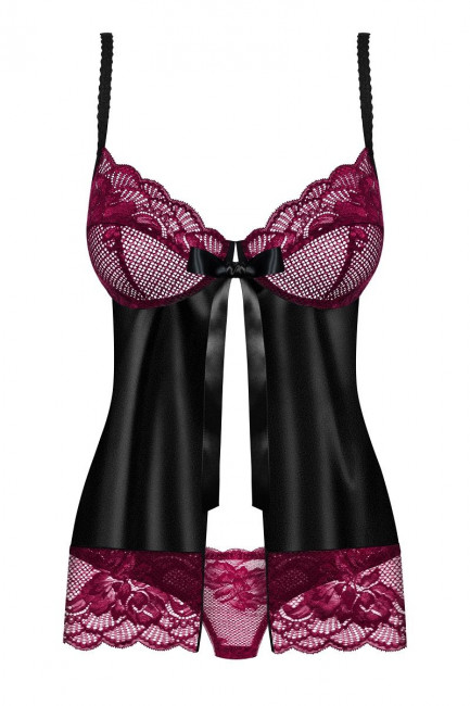 Чувственный бэби-долл с малиновым кружевом и бантом Чувственный бэби-долл с малиновым кружевом и бантом
