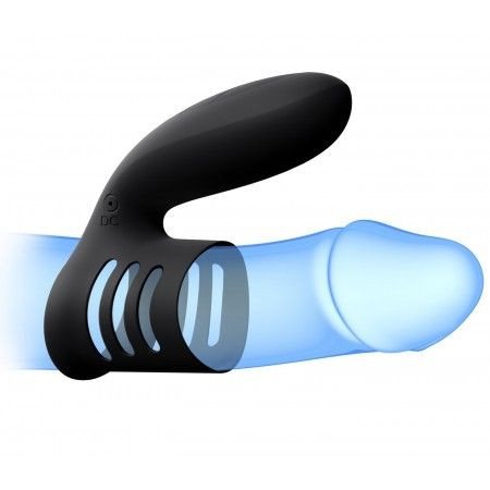 Черное эрекционное кольцо-насадка с отростком We Ring Черное эрекционное кольцо-насадка с отростком We Ring