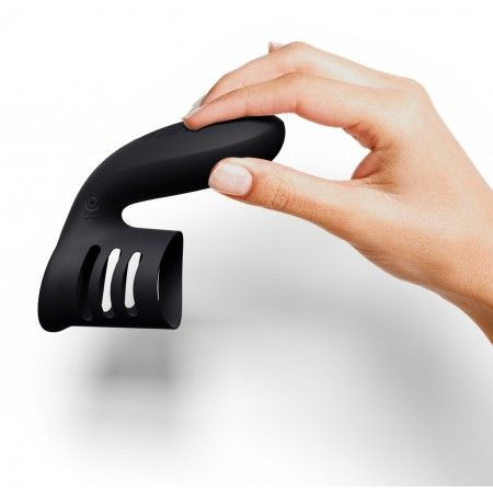 Черное эрекционное кольцо-насадка с отростком We Ring Черное эрекционное кольцо-насадка с отростком We Ring