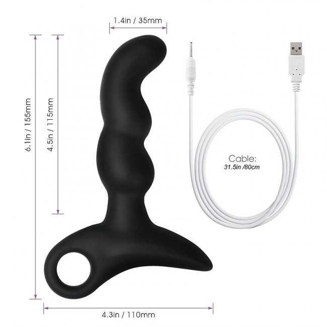 Черный силиконовый анальный вибромассажер-ёлочка Erokay Черный силиконовый анальный вибромассажер-ёлочка Erokay