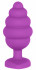 Фиолетовая анальная пробка Regular Ribbed Diamond Heart Plug - 7 см.