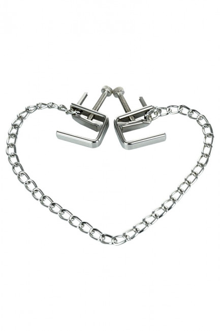 Серебристые зажимы для сосков Theatre с цепочкой Серебристые зажимы для сосков Theatre с цепочкой