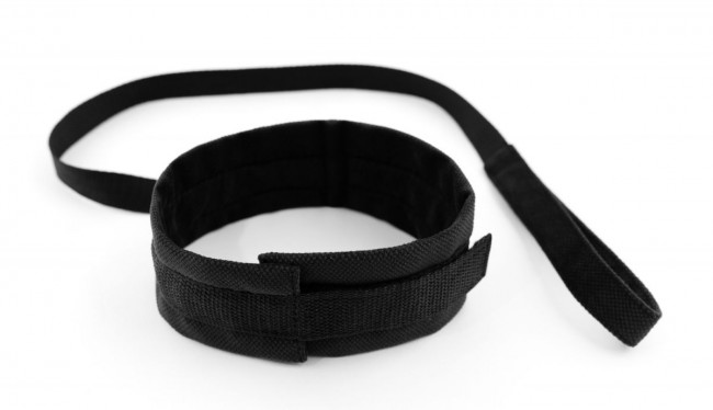 Черный ошейник My Rules с поводком