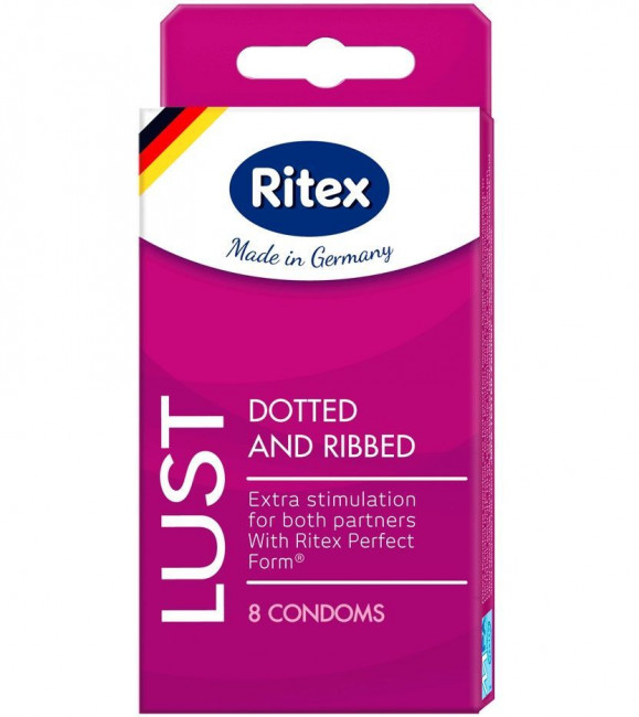 Рифленые презервативы RITEX LUST с пупырышками - 8 шт. Рифленые презервативы RITEX LUST с пупырышками - 8 шт.