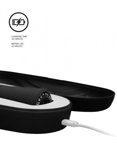 Черный классический вибромассажер Jewel - 19,5 см. Черный классический вибромассажер Jewel - 19,5 см.