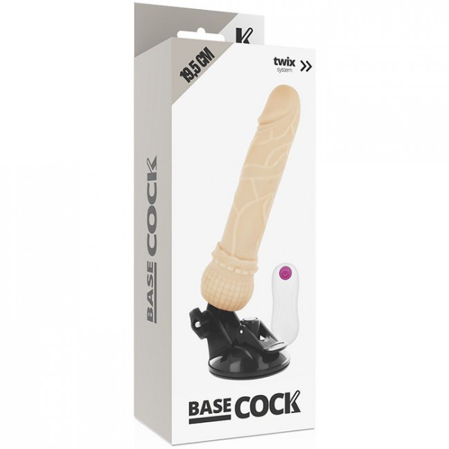 Телесный вибромассажер на мощной присоске Basecock Realistic Vibrator Remote Control - 19,5 см. Телесный вибромассажер на мощной присоске Basecock Realistic Vibrator Remote Control - 19,5 см.