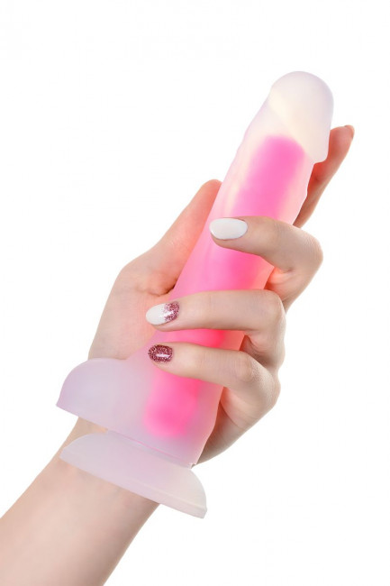 Прозрачно-розовый фаллоимитатор, светящийся в темноте, James Glow - 18 см. Прозрачно-розовый фаллоимитатор, светящийся в темноте, James Glow - 18 см.