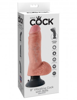 Вибромассажер со съёмной присоской 8" Vibrating Cock with Balls - 20,3 см.